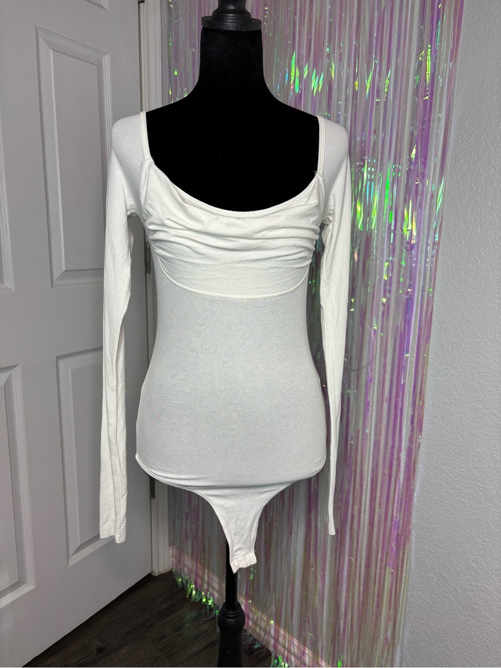 New! FP Movement By Free People Cream Long Sleeve Bodysuit Cowl Neck Size Small